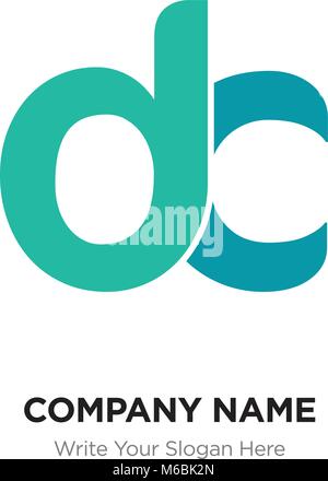 Abstract letter dc,cd logo design template, green Alphabet initial letters company name concept. Flat thin line segments connected to each other Stock Vector