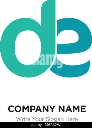 Abstract letter de,ed logo design template, green Alphabet initial letters company name concept. Flat thin line segments connected to each other Stock Vector