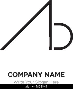 Abstract letter AB,BA logo design template, Black Alphabet initial letters company name concept. Flat thin line segments connected to each other Stock Vector