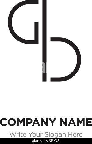 Abstract letter BG,GB logo design template, Black Alphabet initial letters company name concept. Flat thin line segments connected to each other Stock Vector