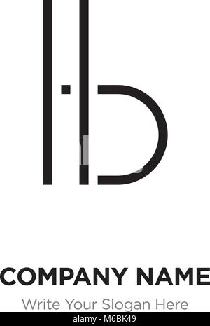 Abstract letter BH,HB logo design template, Black Alphabet initial letters company name concept. Flat thin line segments connected to each other Stock Vector