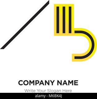 Abstract letter BK,KB logo design template, Black Alphabet initial letters company name concept. Flat thin line segments connected to each other Stock Vector