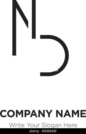 Abstract letter BN,NB logo design template, Black Alphabet initial letters company name concept. Flat thin line segments connected to each other Stock Vector