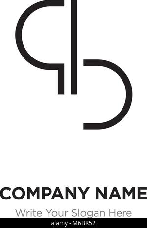 Abstract letter BQ,QB logo design template, Black Alphabet initial letters company name concept. Flat thin line segments connected to each other Stock Vector