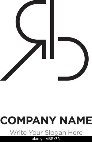 Abstract letter BR,RB logo design template, Black Alphabet initial letters company name concept. Flat thin line segments connected to each other Stock Vector