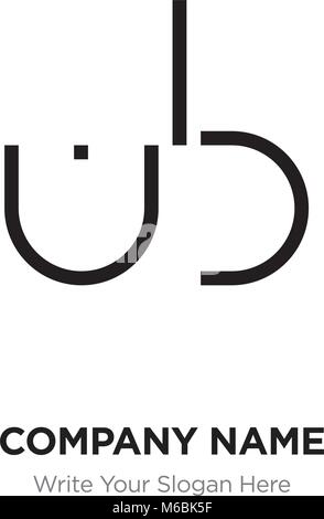 Abstract letter BU,UB logo design template, Black Alphabet initial letters company name concept. Flat thin line segments connected to each other Stock Vector