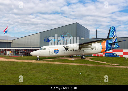 Dutch aviaton museum Aviodrome near Lelystad Airport with Fokker50 airplane Stock Photo