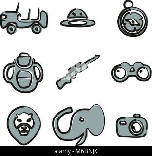 Safari  Icons Freehand 2 Color Stock Vector