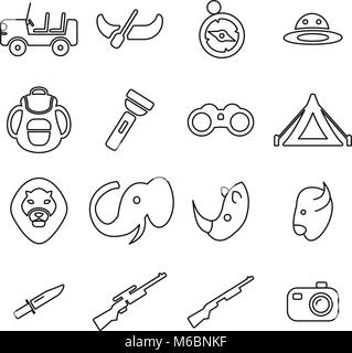 Safari or Hunting  Icons Thin Line Vector Illustration Set Stock Vector