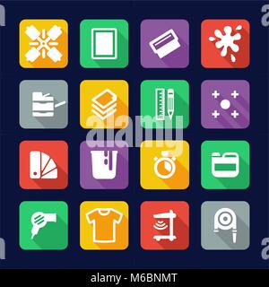 Screen Printing Icons Flat Design Stock Vector