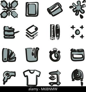 Screen Printing Icons Freehand 2 Color Stock Vector