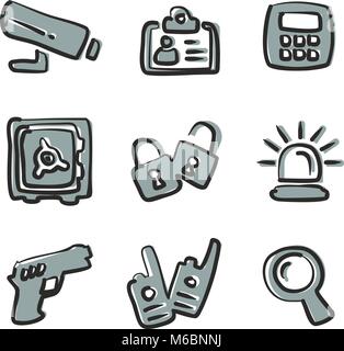Security Icons Freehand 2 Color Stock Vector