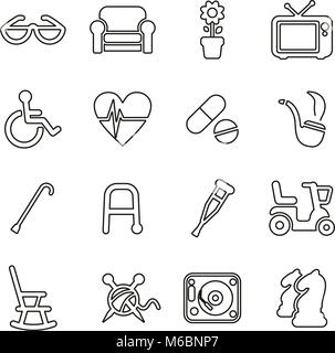 Senior People Icons Thin Line Vector Illustration Set Stock Vector