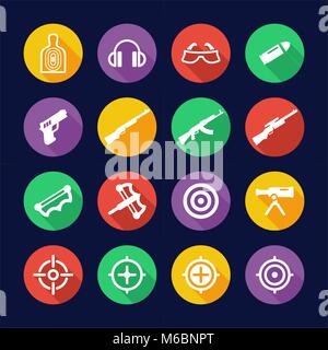 Shooting Range Icons Flat Design Circle Stock Vector
