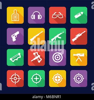 Shooting Range Icons Flat Design Stock Vector