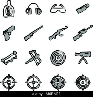 Shooting Range Icons Freehand 2 Color Stock Vector