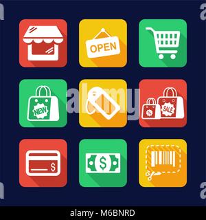 Shopping Icons Flat Design Stock Vector