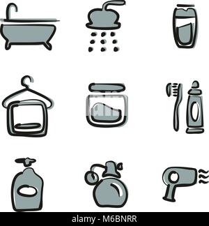 Shower Icons Freehand 2 Color Stock Vector