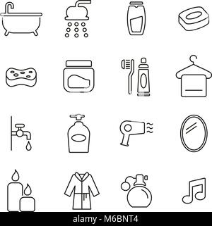 Shower or Bathroom Icons Thin Line Vector Illustration Set Stock Vector