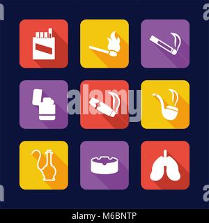 Smoking Icons Flat Design Stock Vector