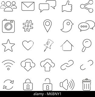 Social Media Icons Thin Line Vector Illustration Set Stock Vector