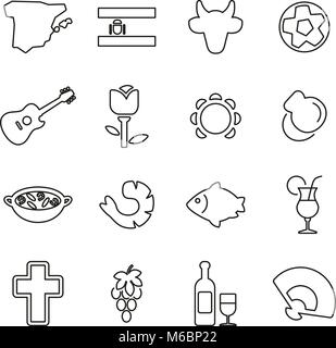 Spain Country & Culture Icons Thin Line Vector Illustration Set Stock Vector