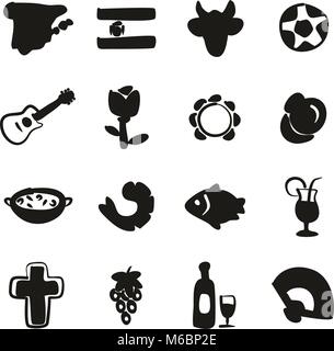 Spain Icons Freehand Fill Stock Vector