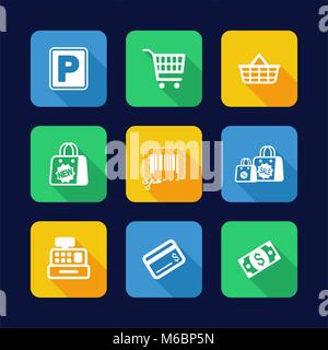 Supermarket Icons Flat Design Stock Vector