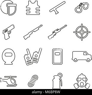 SWAT Team or Special Forces Icons Thin Line Vector Illustration Set Stock Vector