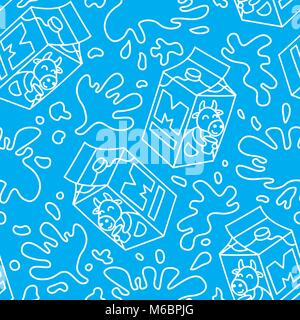 Seamless pattern package of milk. Cute seamless pattern. Vector pattern. Milk box pattern. Stock Vector