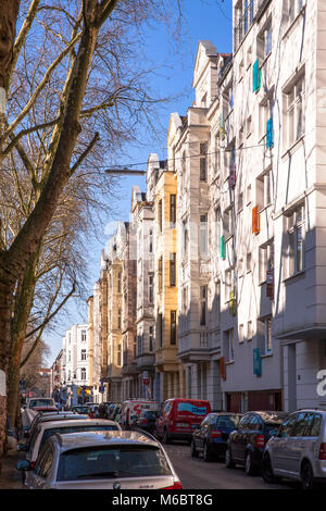 houses at the Weissenburg street in the Agnes district, Cologne, Germany  Haeuser in der Weissenburgstrasse im Agnesviertel, Koeln, Deutschland. Stock Photo