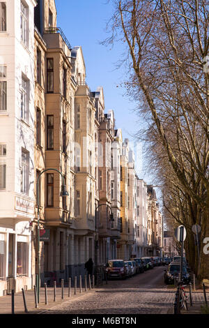 houses at the Weissenburg street in the Agnes district, Cologne, Germany  Haeuser in der Weissenburgstrasse im Agnesviertel, Koeln, Deutschland. Stock Photo