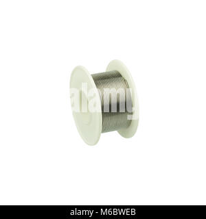 Soldering wire isolated on white Stock Photo