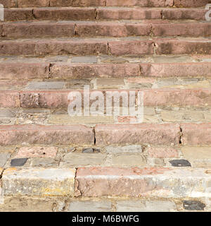 detail of ancient medieval stairs in ancient stone Stock Photo