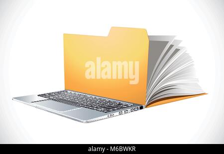 Latop concept - PC as computer data folder Stock Vector