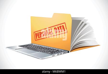 Latop concept - PC as computer data folder Stock Vector