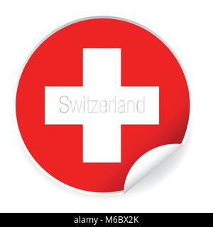 Switzerland flag label sticker Stock Vector