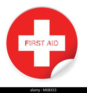 First Aid label sticker Stock Vector