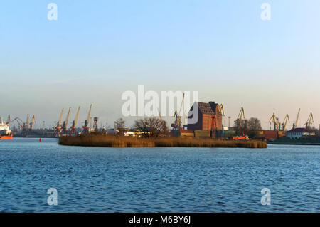 port cranes, sea port Kaliningrad, gantry crane, ice-free Russian port on the Baltic sea Stock Photo