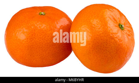 Two ripe tangerines isolated on white background. Stock Photo