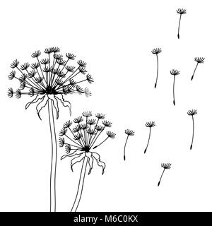 Dry dandelion flowers - abstract vector illustration Stock Vector
