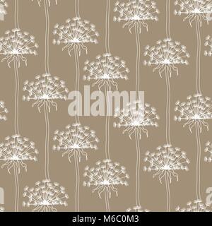Dry dandelion flowers - abstract seamless pattern Stock Vector