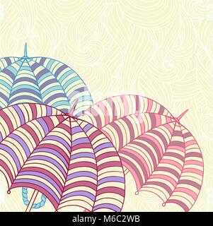 Design ellement with cute umbrellas. Vector illustration Stock Vector