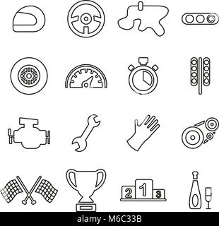 Racing Icons Thin Line Vector Illustration Set Stock Vector
