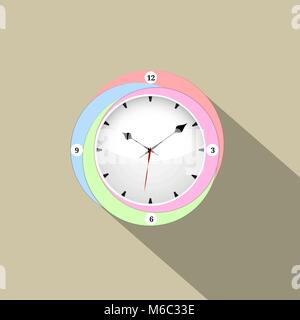 Clock flat icon. World time concept. Business background. Internet marketing. colorful clock Stock Vector