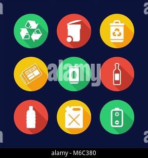 Recycling Icons Flat Design Circle Stock Vector