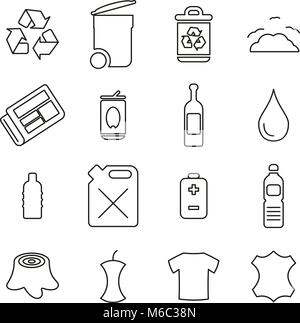 Recycling or Ecology Friendly Icons Thin Line Vector Illustration Set Stock Vector