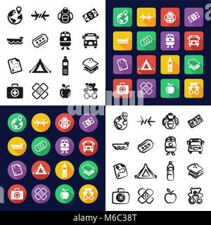 Refugees All in One Icons Black & White Color Flat Design Freehand Set Stock Vector