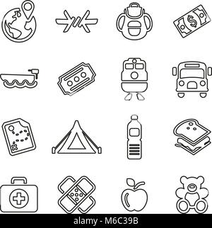 Refugees or Migrants Icons Thin Line Vector Illustration Set Stock Vector