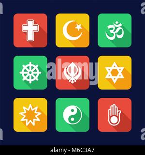 Religion Icons Flat Design Stock Vector